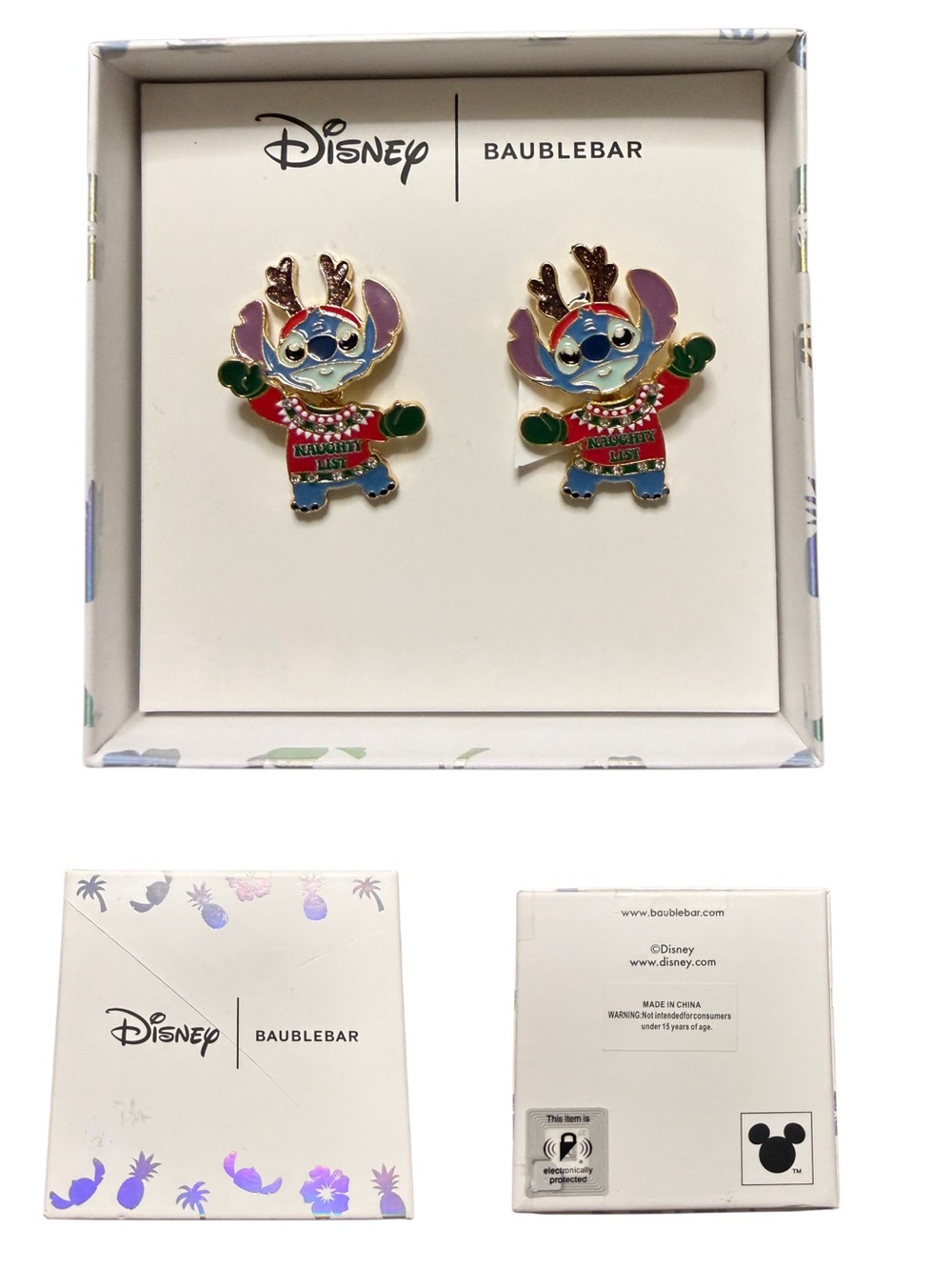 🎄 Disney x BaubleBar Stitch “Naughty List” Holiday Earrings 🎄
